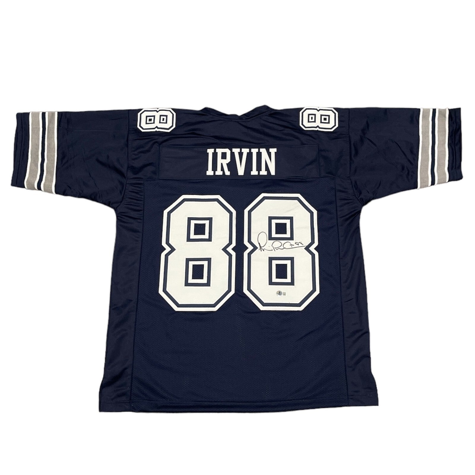 Michael Irvin Signed Custom Jersey Beckett Witness Authenticated - Navy Jersey-Powers Sports Memorabilia