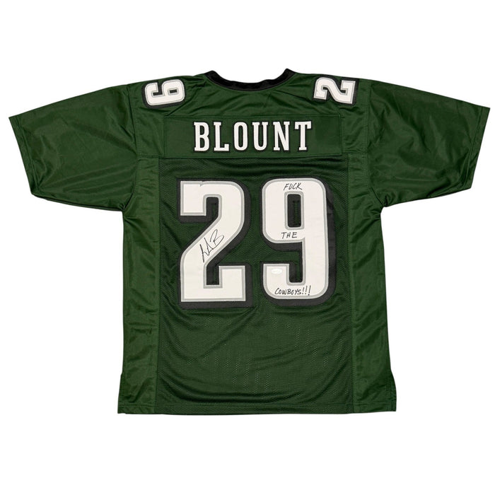 LeGarrette Blount Signed Custom Jersey w/ F**K The Cowboys JSA Witness Authenticated-Powers Sports Memorabilia