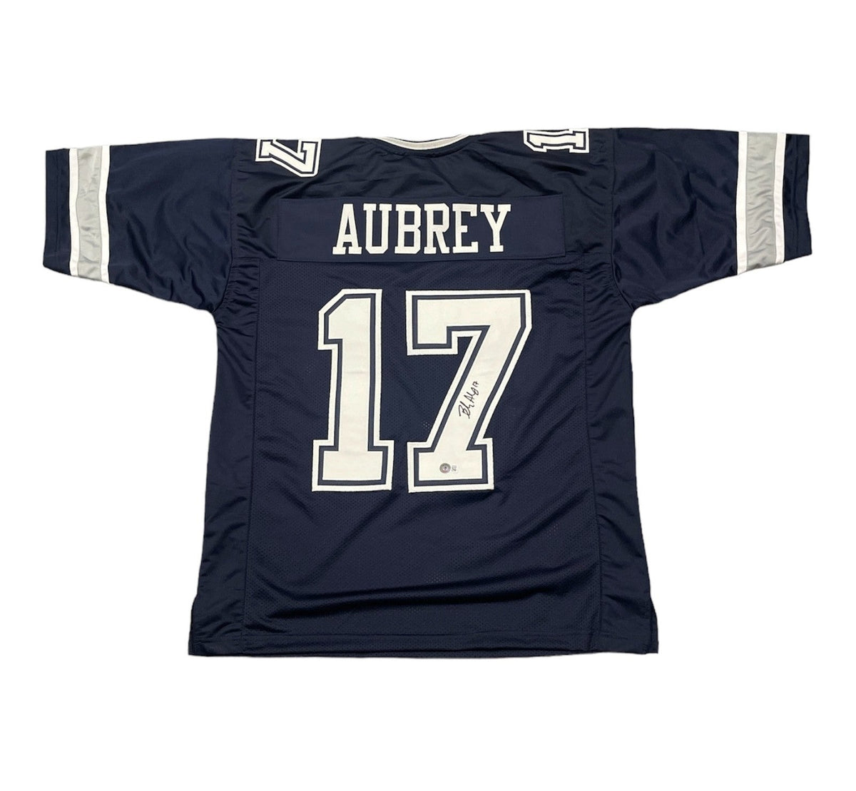 Brandon Aubrey Signed Navy Custom Jersey Beckett Witness Authenticated-Powers Sports Memorabilia