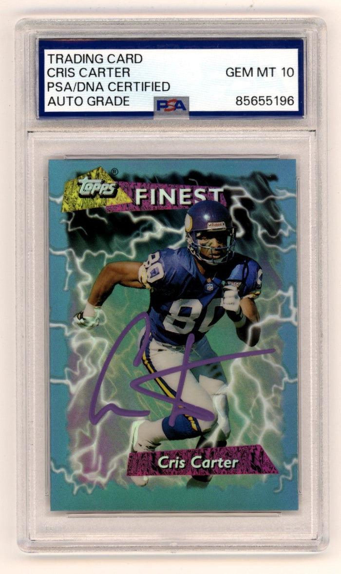 Cris Carter 1995 Topps Finest Refractor 176 Signed PSA 10 Auto Minnesota Vikings-Powers Sports Memorabilia