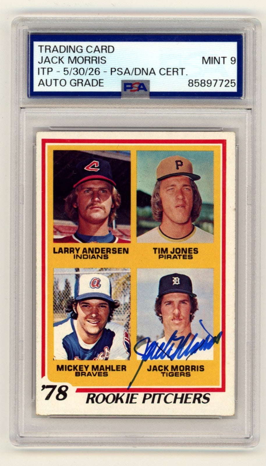 Jack Morris 1978 Topps #703 Rookie RC Signed PSA ITP 9 Auto Detroit Tigers HOF-Powers Sports Memorabilia