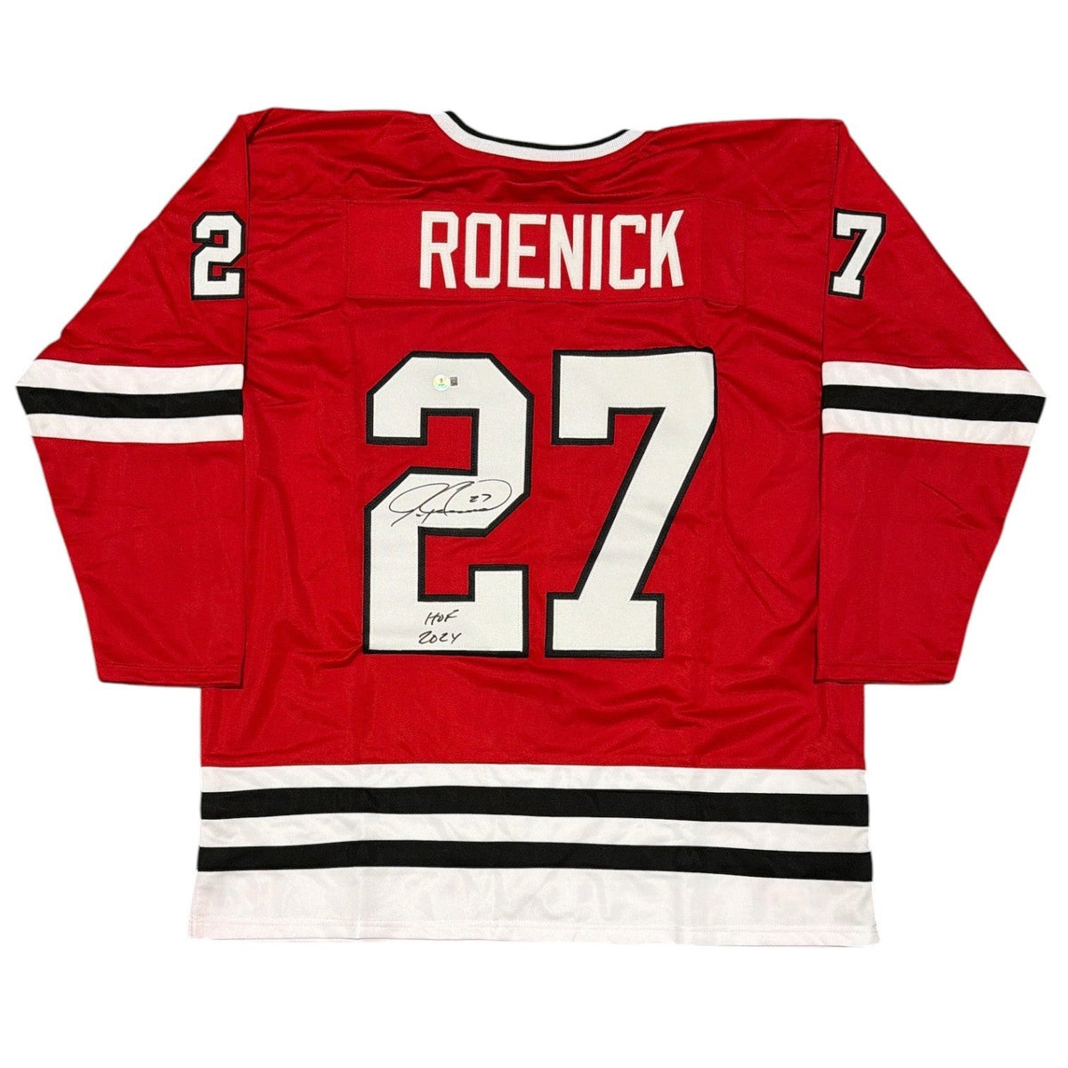 Jeremy Roenick Signed Blackhawks Custom Jersey w/ HOF 24 Beckett Witness BAS COA-Powers Sports Memorabilia