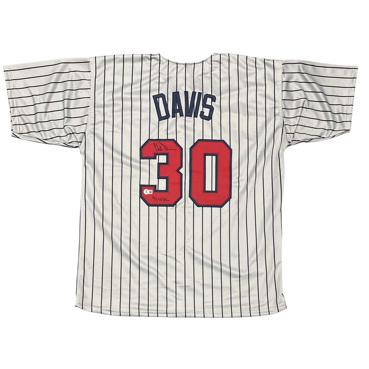 Chili Davis Signed Minnesota Custom Jersey w/ 91 WSC Beckett Witness BAS COA-Powers Sports Memorabilia
