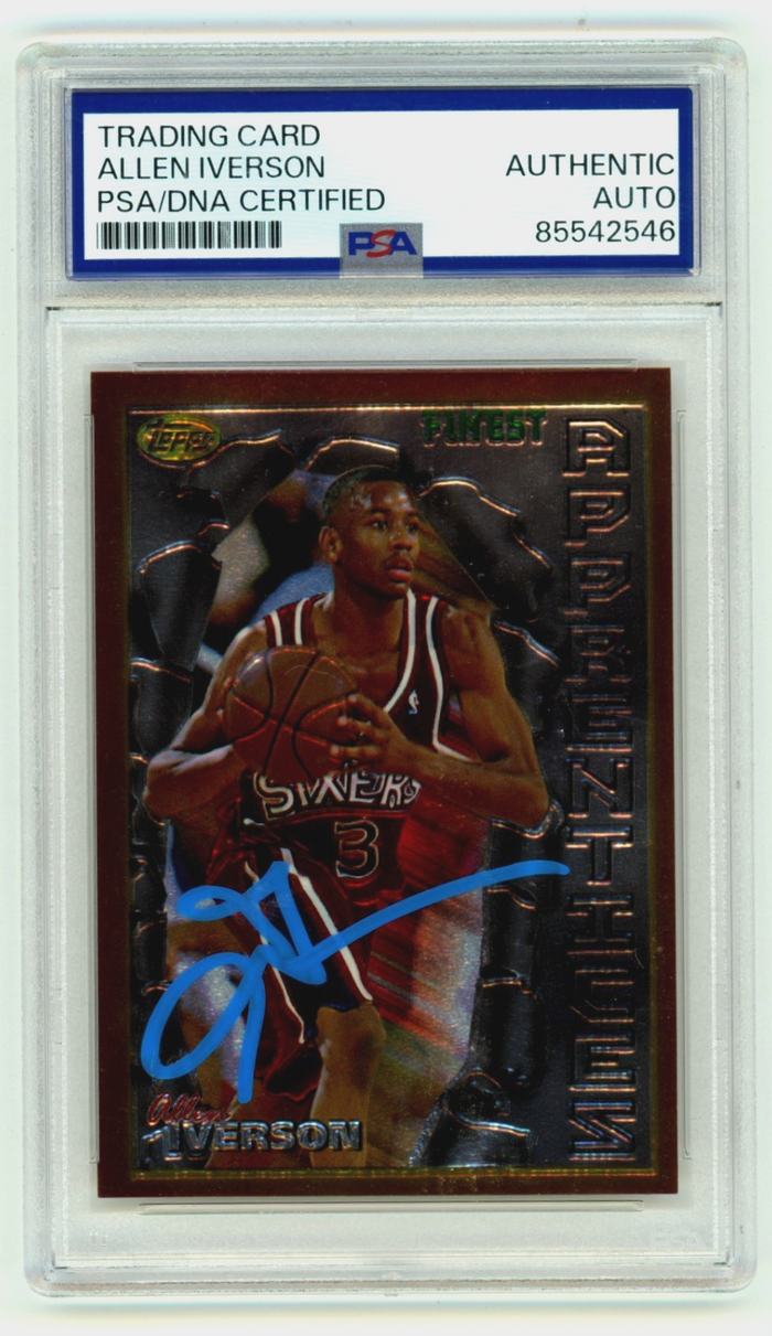 Allen Iverson 1996-97 Topps Finest #69 Signed Rookie RC PSA/DNA Authenticated Blue-Powers Sports Memorabilia