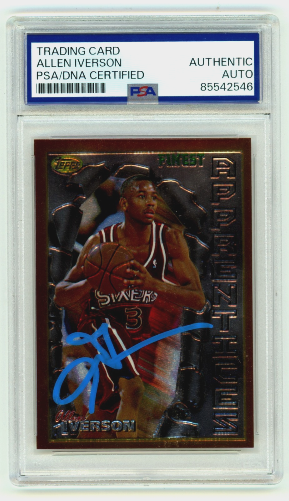 Allen Iverson 1996-97 Topps Finest #69 Signed Rookie RC PSA/DNA Authenticated Blue-Powers Sports Memorabilia