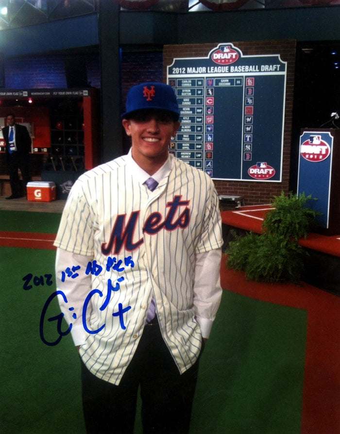 Gavin Cecchini Signed New York Mets 8x10 Photo w/ 2012 1st Rd Pick LSCM Authenticated #1-Powers Sports Memorabilia