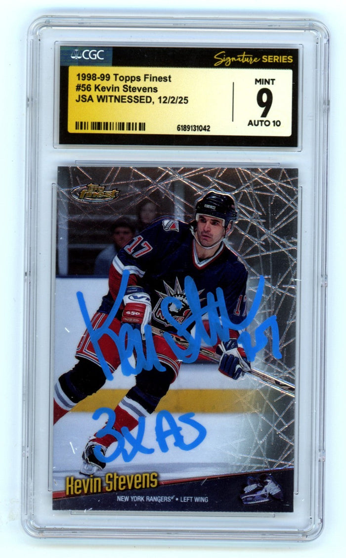 Kevin Stevens 1998-99 Topps Finest SIgned w/ Insc. JSA CGC Authentic 10 Auto-Powers Sports Memorabilia