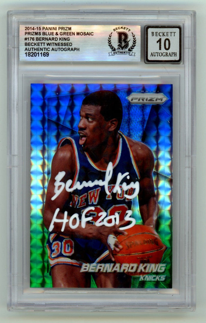Bernard King 2014-15 Panini Prizm Blue & Green Mosaic w/ Ins Beckett BGS 10 Auto-Powers Sports Memorabilia