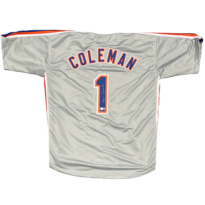 Vince Coleman Signed New York Mets Custom Jersey Beckett Witness BAS COA-Powers Sports Memorabilia
