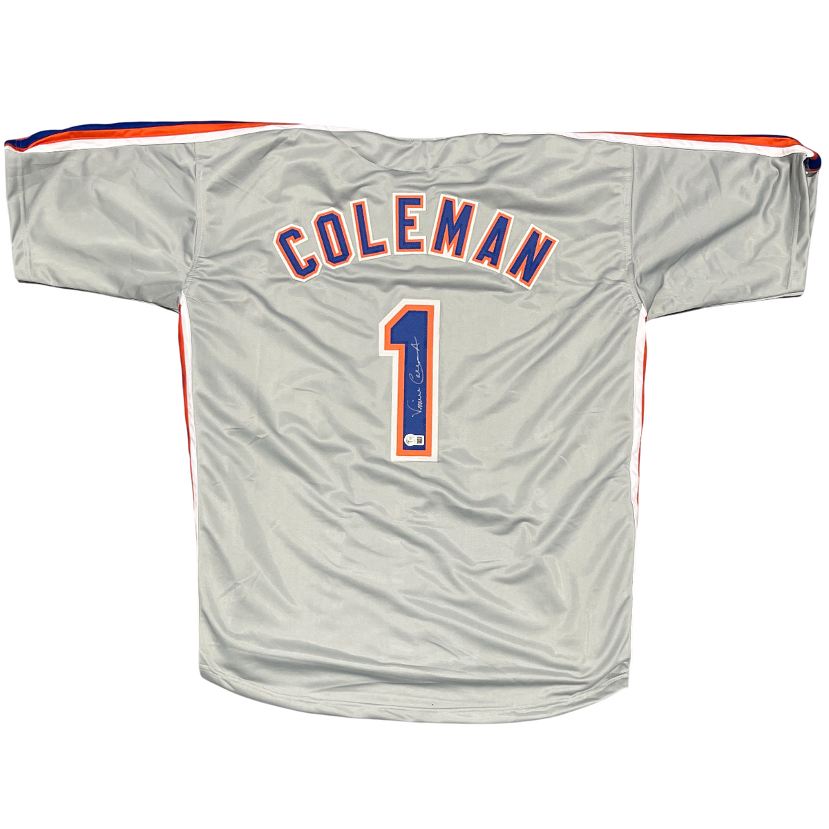 Vince Coleman Signed New York Mets Custom Jersey Beckett Witness BAS COA-Powers Sports Memorabilia
