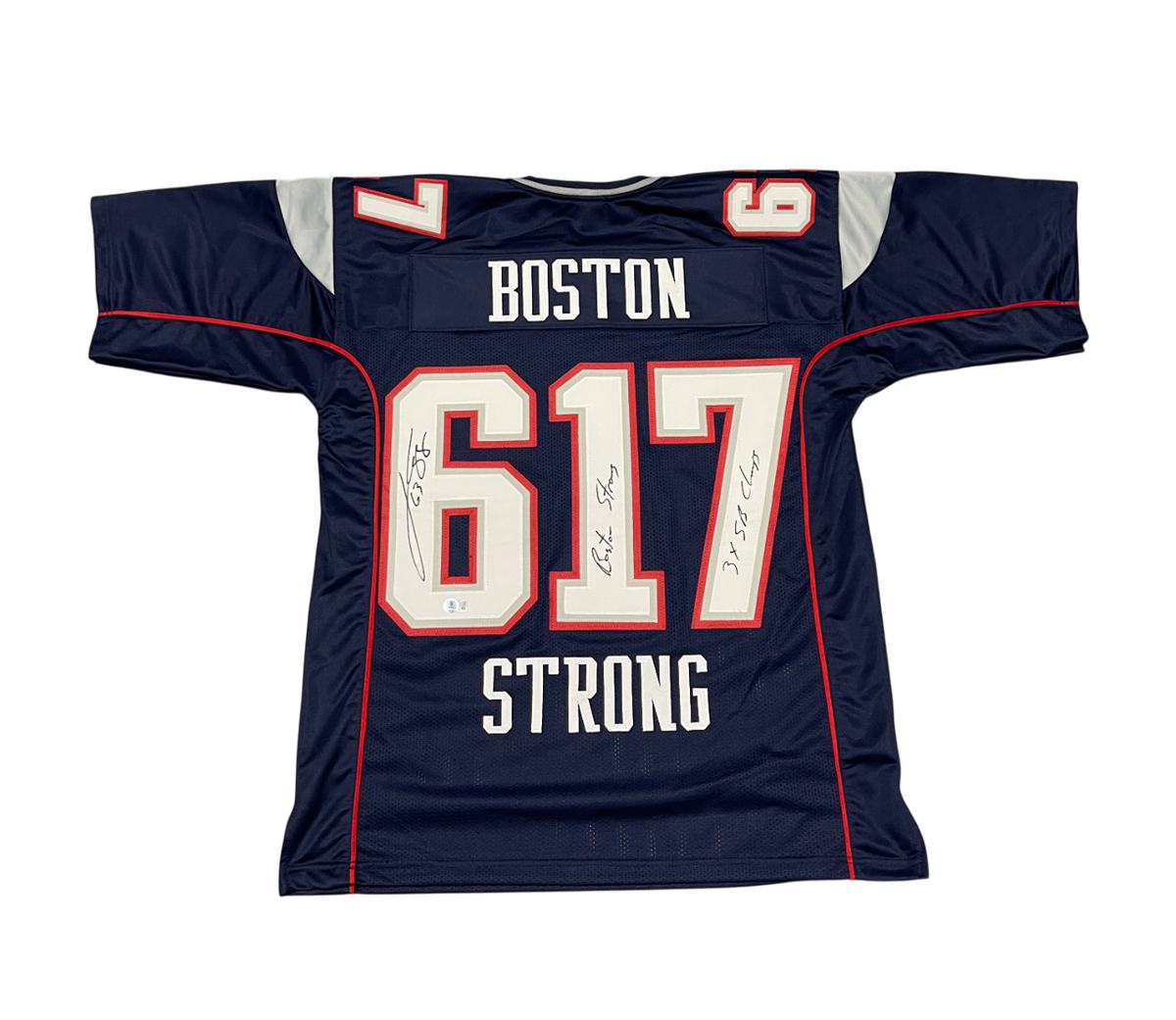 Joe Andruzzi Signed Patriots Boston Strong Custom Jersey Beckett W BAS COA-Powers Sports Memorabilia