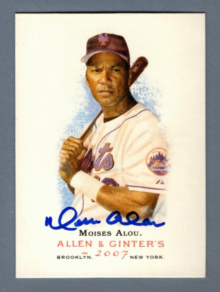 Moises Alou Signed 2007 Topps Allen & Ginter #313 LSCM Authenticated New York Mets-Powers Sports Memorabilia