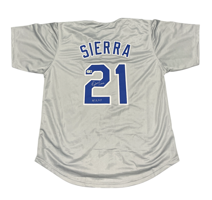 Ruben Sierra Signed Texas Rangers Custom Jersey w/ 4x AS Beckett Witness BAS COA-Powers Sports Memorabilia