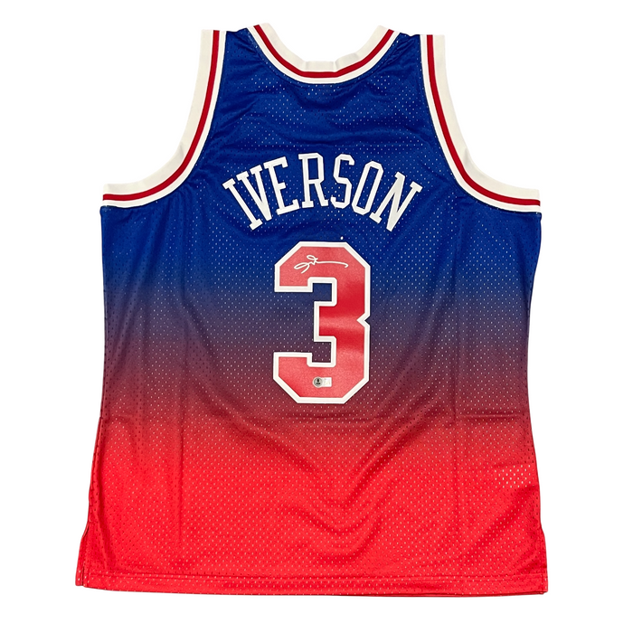 Allen Iverson Signed 76ers Mitchell & Ness Fadeaway Jersey Beckett Authenticated-Powers Sports Memorabilia