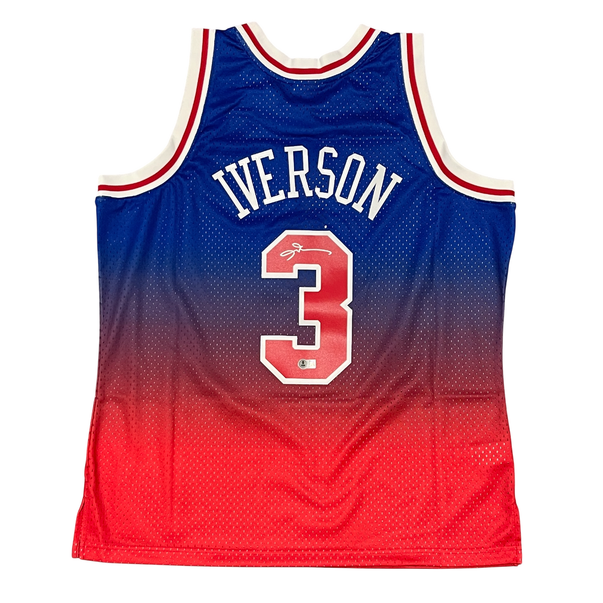 Allen Iverson Signed 76ers Mitchell & Ness Fadeaway Jersey Beckett BAS COA-Powers Sports Memorabilia