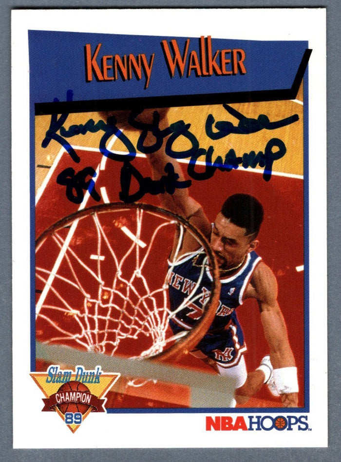 Kenny "Sky" Walker Signed 1991-92 NBA Hoops #V w/ 89 Dunk Champ Insc. LSCM Authenticated-Powers Sports Memorabilia