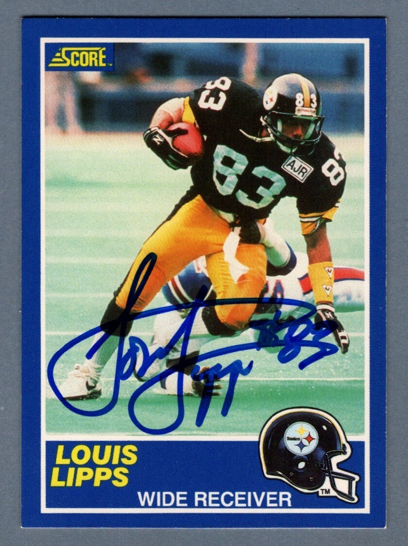 Louis Lipps Signed 1989 Score Football #83 LSCM Authenticated Steelers-Powers Sports Memorabilia