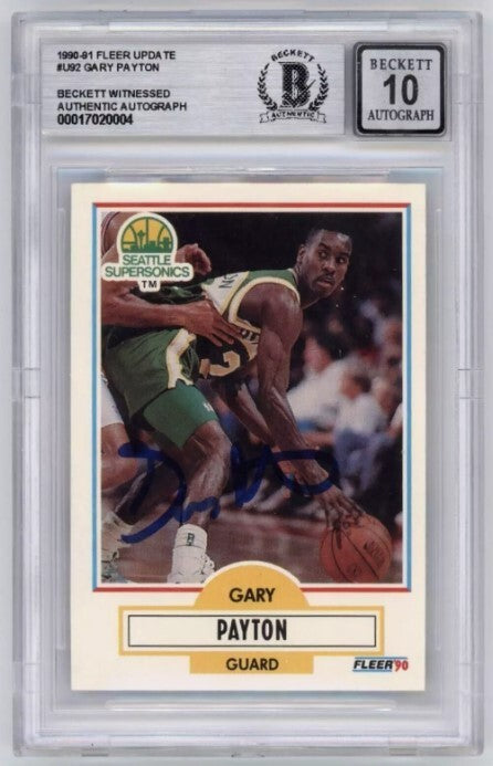 Gary Payton 1990-91 Fleer Update #U92 Rookie RC Signed Beckett BAS BGS 10 Auto-Powers Sports Memorabilia
