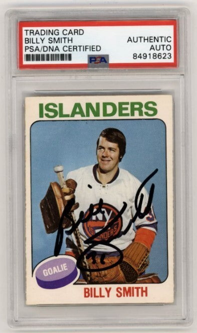 Billy Smith 1975-76 O-Pee-Chee OPC #372 Signed PSA Authentic Auto Islanders HOF-Powers Sports Memorabilia