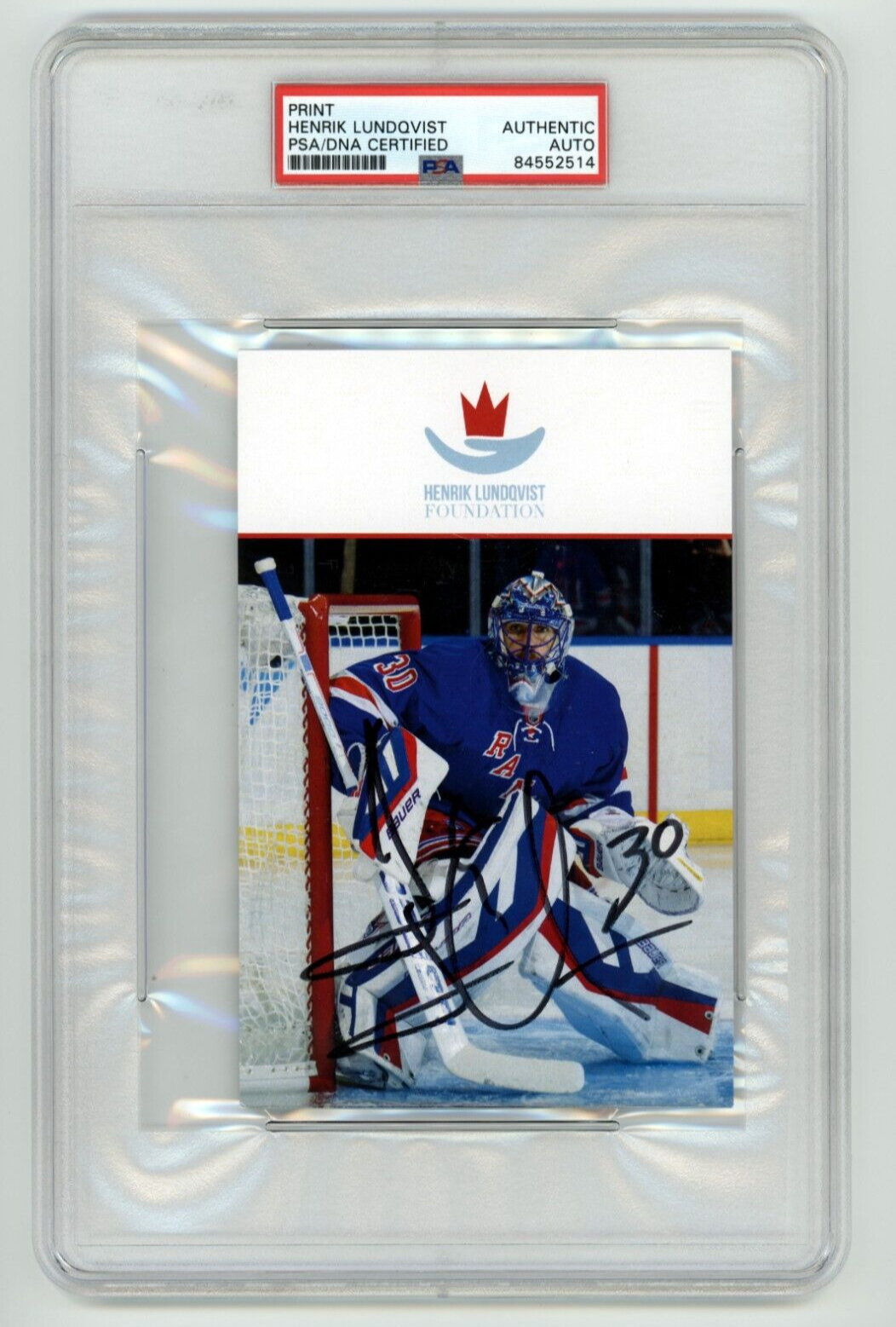 Henrik Lundqvist Signed Foundation Print PSA DNA Authentic Auto NY Rangers A-Powers Sports Memorabilia