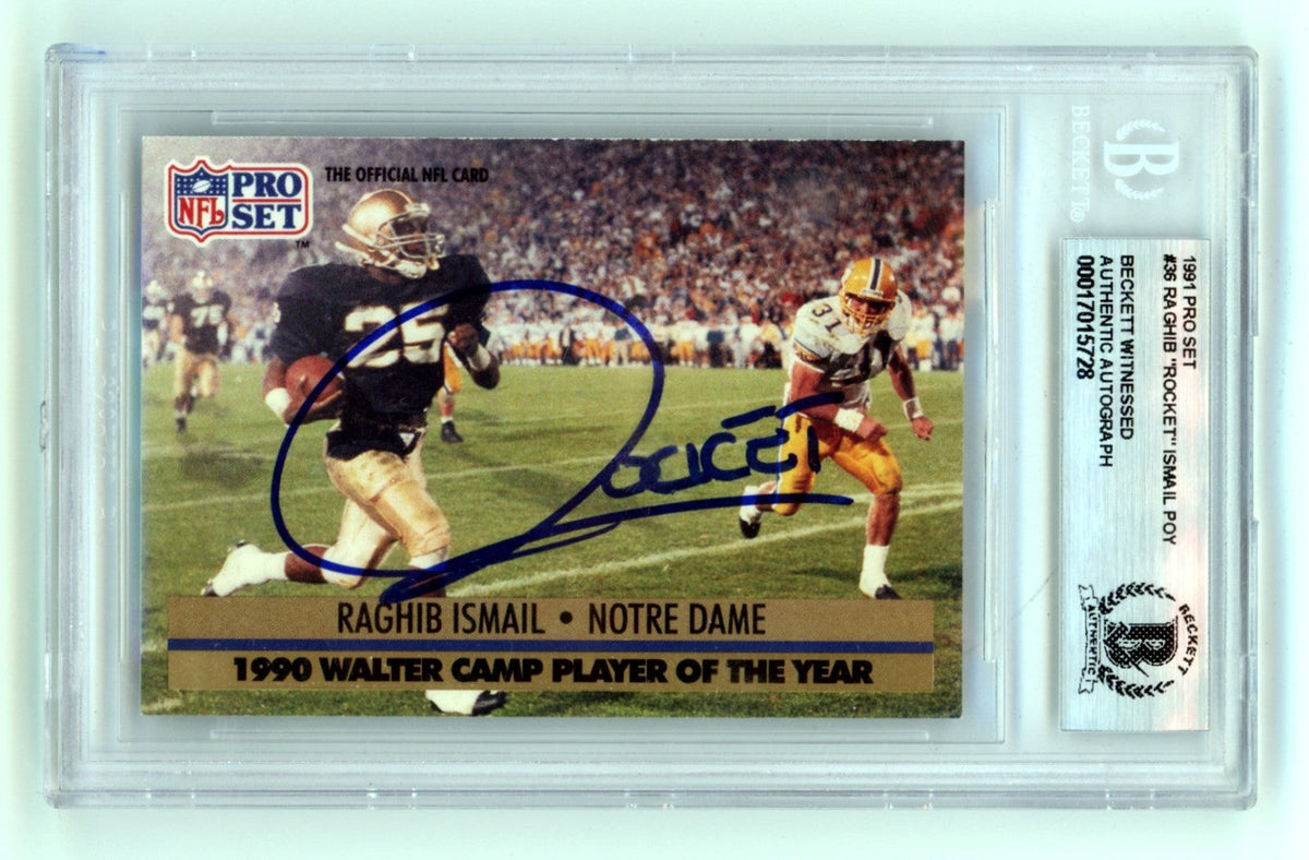 Raghib Rocket Ismail 1991 Pro Set #36 Player of Year POY RC Signed BGS BAS Auto-Powers Sports Memorabilia