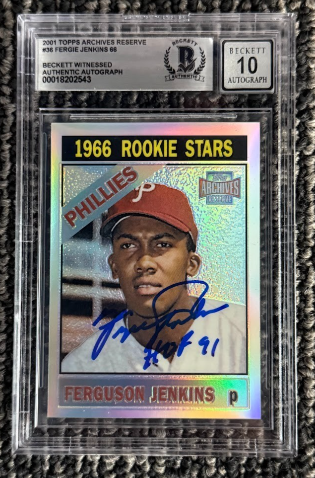 Fergie Jenkins 2001 Topps Archives Reserve Refractor Signed w/ HOF BGS 10 Auto-Powers Sports Memorabilia