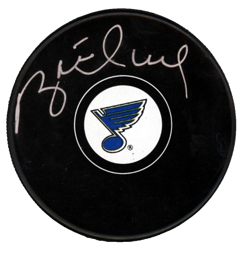Brett Hull Signed Autographed St Louis Blues Logo Puck JSA COA-Powers Sports Memorabilia