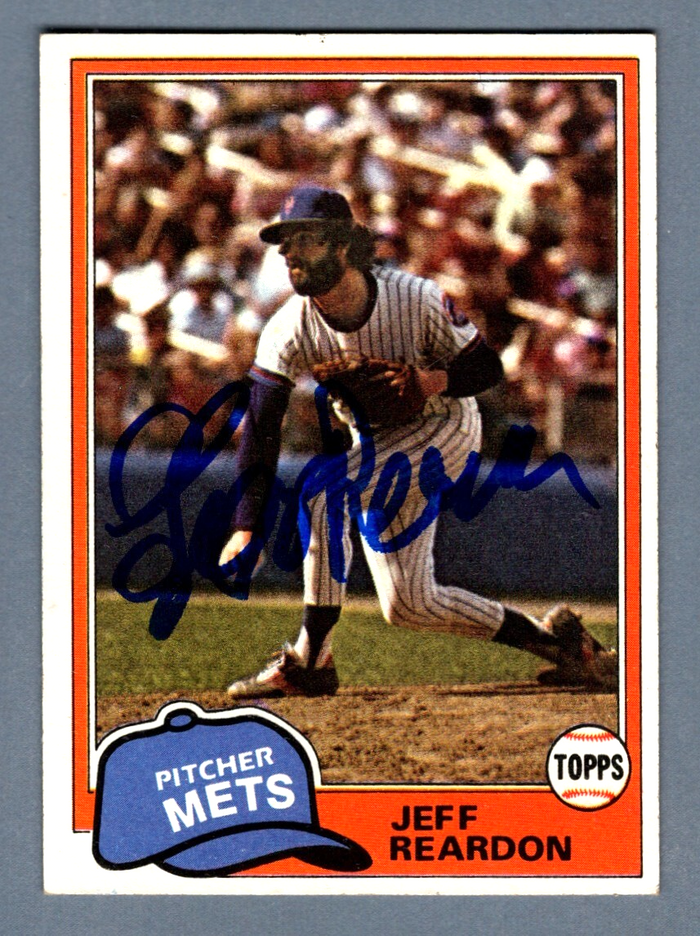 Jeff Reardon Signed 1981 Topps Baseball #456 Rookie RC LSCM Authenticated New York Mets-Powers Sports Memorabilia