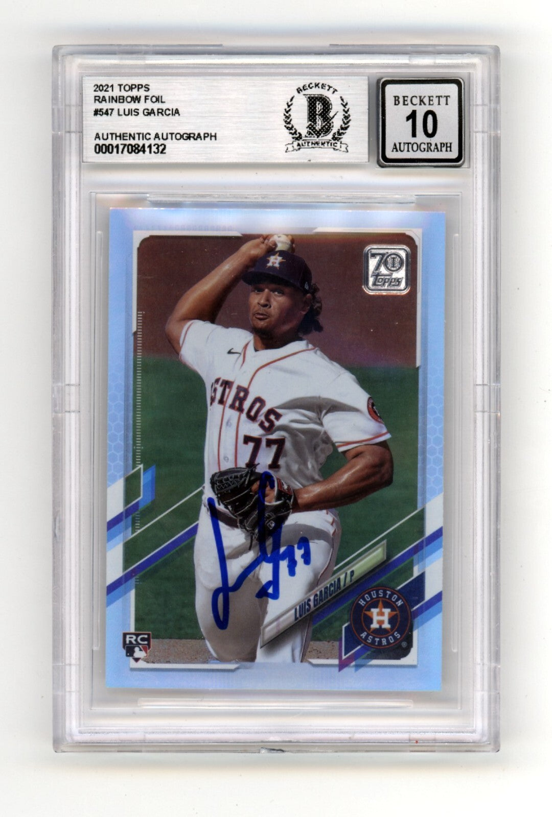 Luis Garcia 2021 Topps Rainbow Foil #547 Rookie RC Signed BAS BGS 10 Auto Astros-Powers Sports Memorabilia