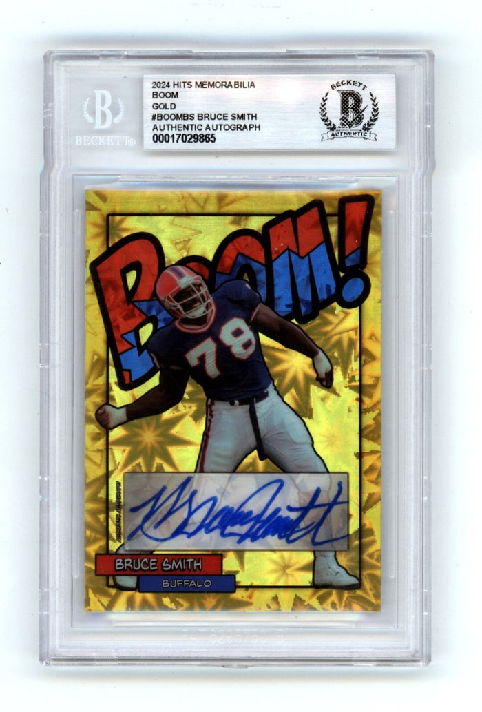 Bruce Smith 2024 Hits Memorabilia BOOM Gold #/5 Signed BGS BAS Auto Bills-Powers Sports Memorabilia