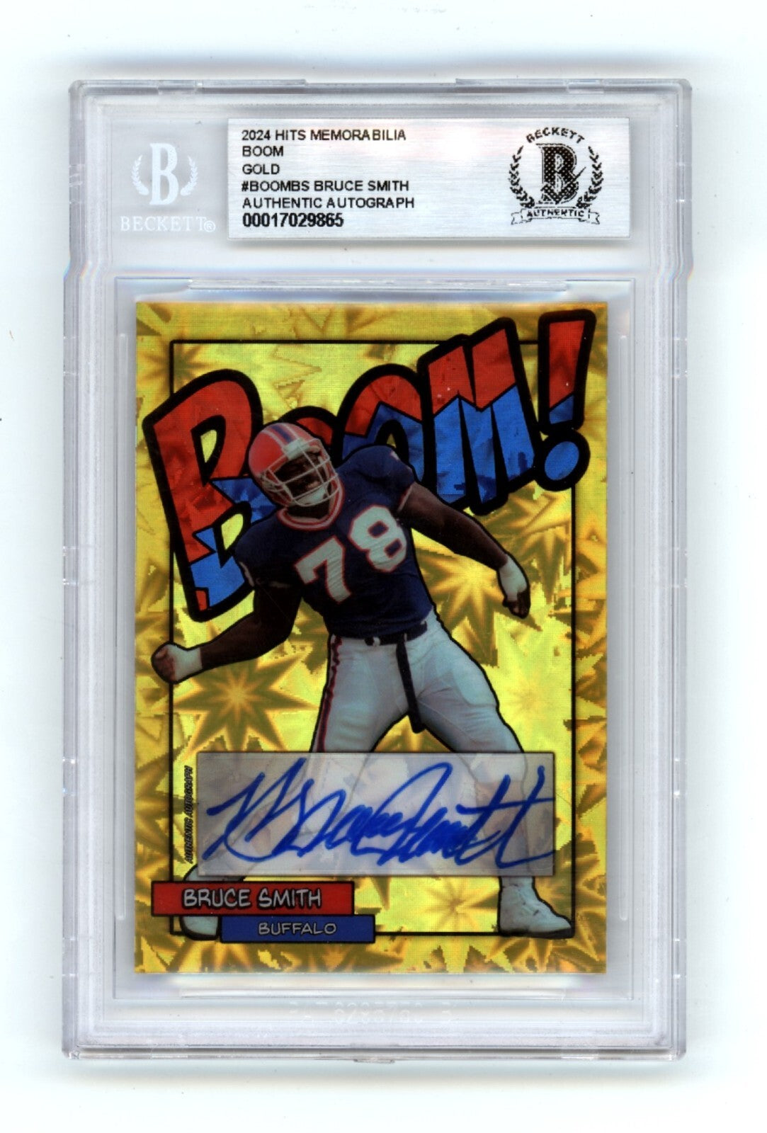 Bruce Smith 2024 Hits Memorabilia BOOM Gold #/5 Signed BGS BAS Auto Bills-Powers Sports Memorabilia