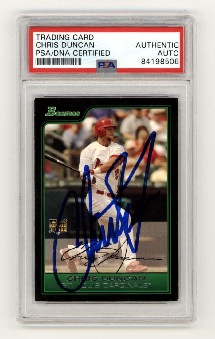 Chris Duncan 2006 Bowman #BDP9 Rookie RC Signed PSA/DNA Authenticated Cardinals-Powers Sports Memorabilia