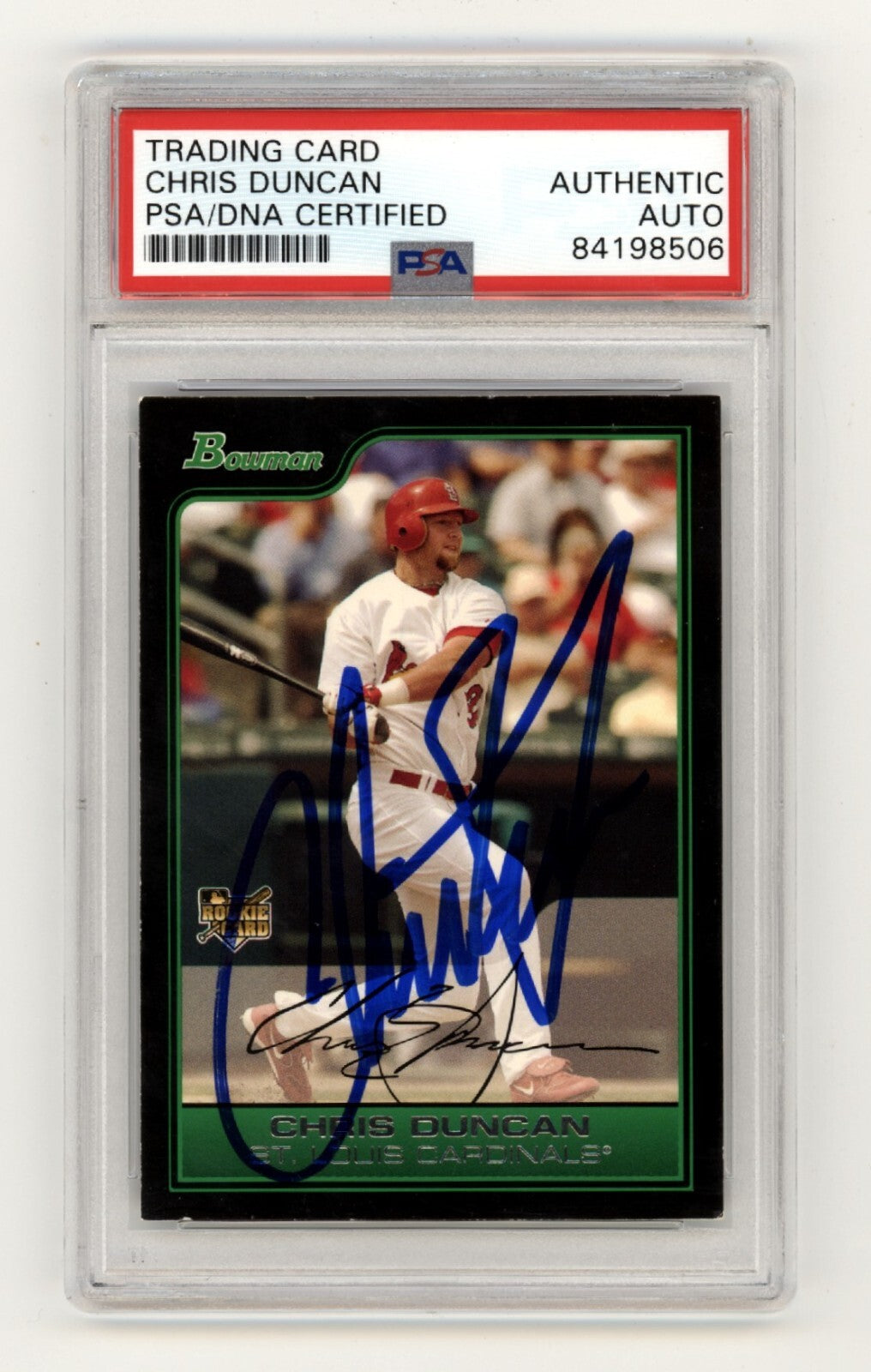 Chris Duncan 2006 Bowman #BDP9 Rookie RC Signed PSA/DNA Authenticated Cardinals-Powers Sports Memorabilia
