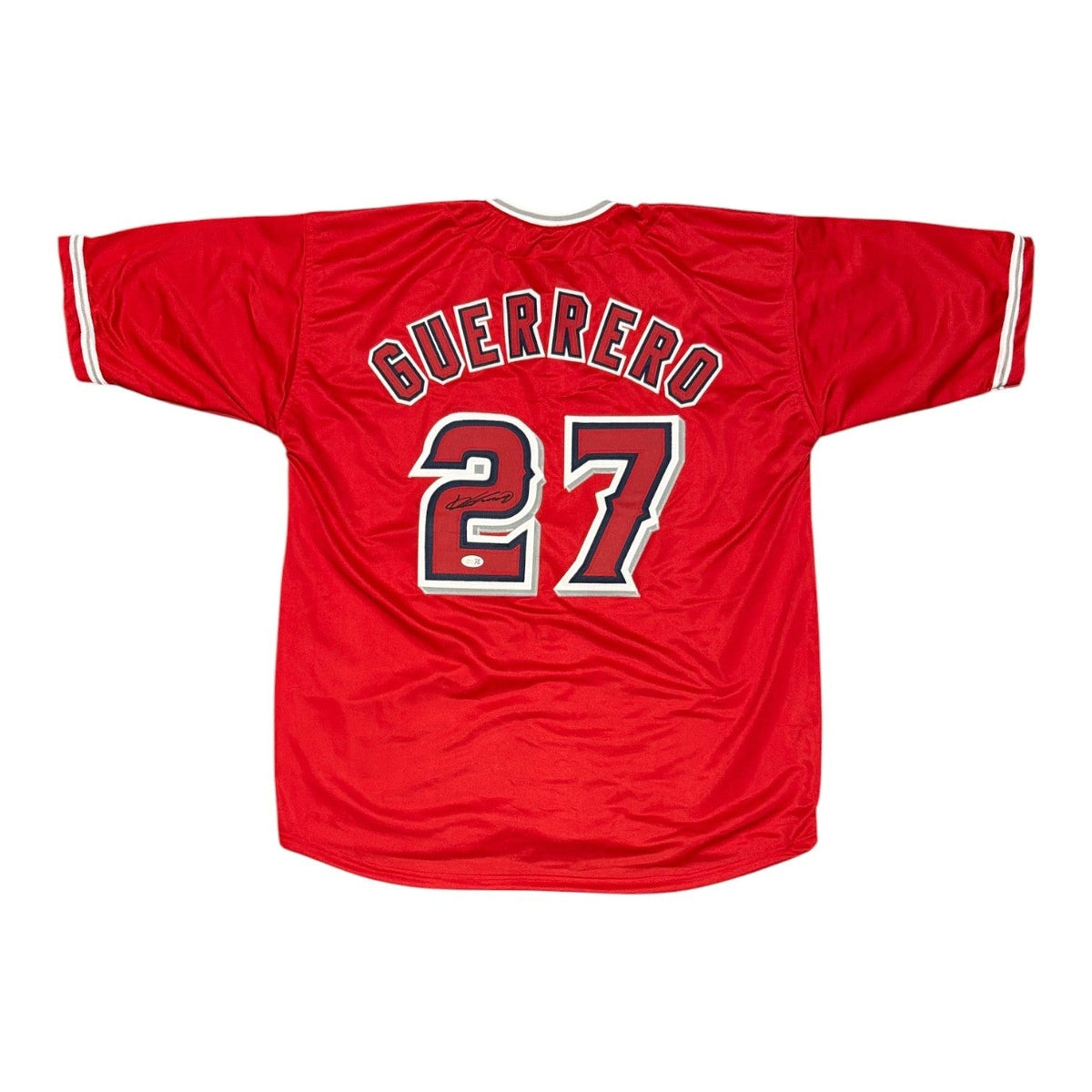 Vladimir Guerrero Signed Custom Jersey JSA Witness Authenticated - Red Jersey-Powers Sports Memorabilia