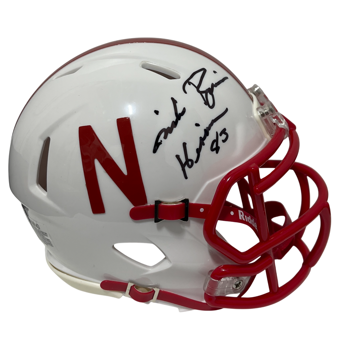 Mike Rozier Signed Nebraska Speed Mini Helmet w/ Heisman 83 Beckett Wit BAS COA-Powers Sports Memorabilia