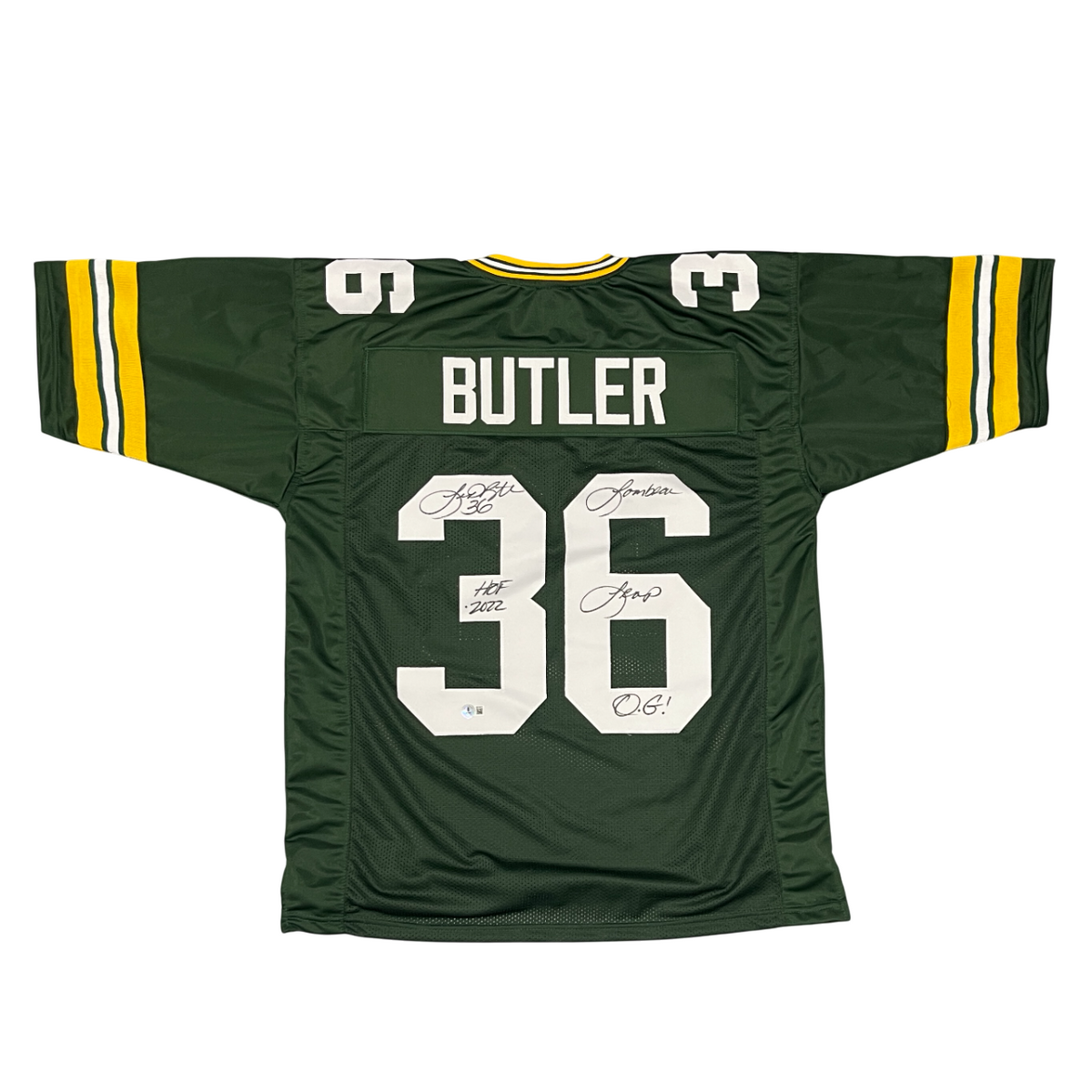 LeRoy Butler Signed Packers Custom Jersey w/ 2 Ins Beckett Witness BAS COA-Powers Sports Memorabilia