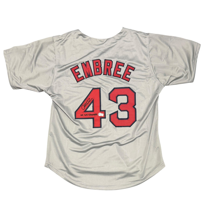 Alan Embree Signed Custom Jersey w/ 04 WS Champs Beckett Witness Authenticated-Powers Sports Memorabilia