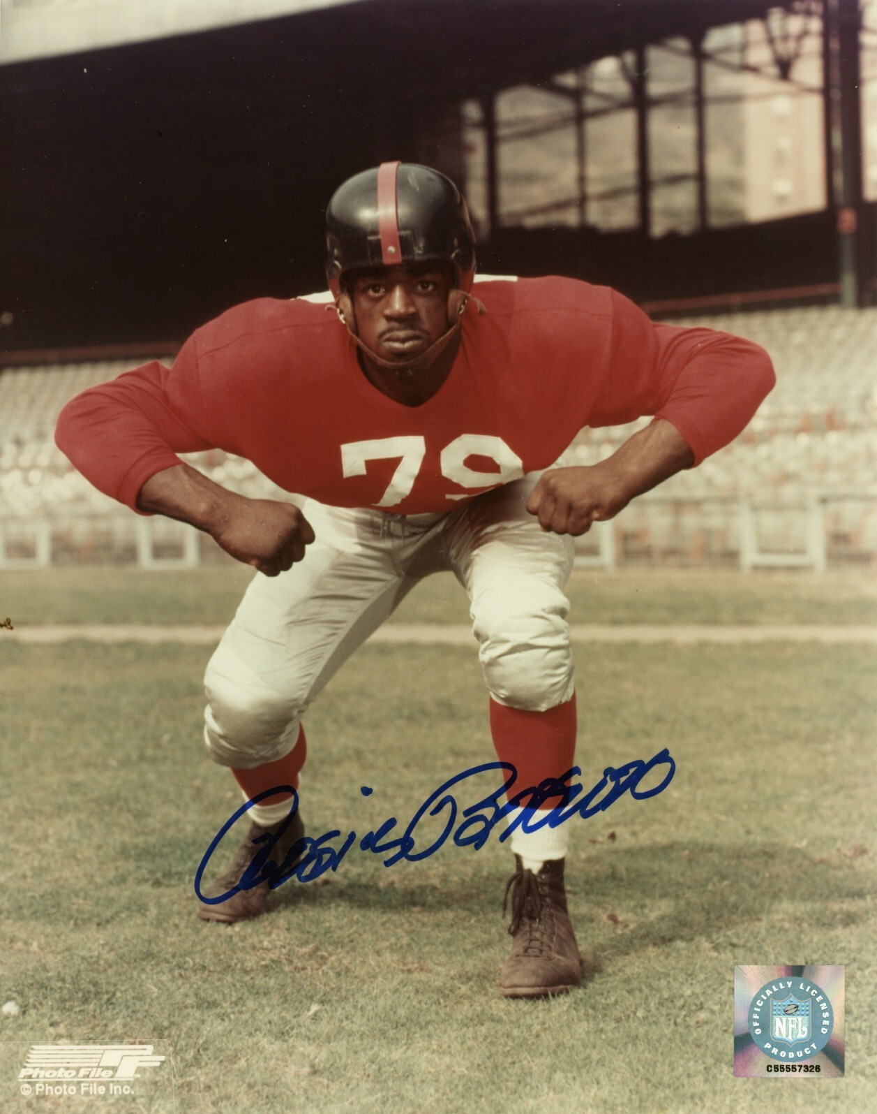 Rosey Brown Signed New York Giants 8x10 Photo File LSCM Authenticated-Powers Sports Memorabilia