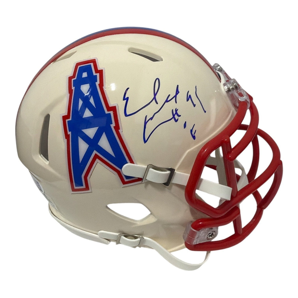 Earl Campbell Signed Titans Oilers Retro Mini Helmet w/ HOF 91 JSA Witness COA-Powers Sports Memorabilia