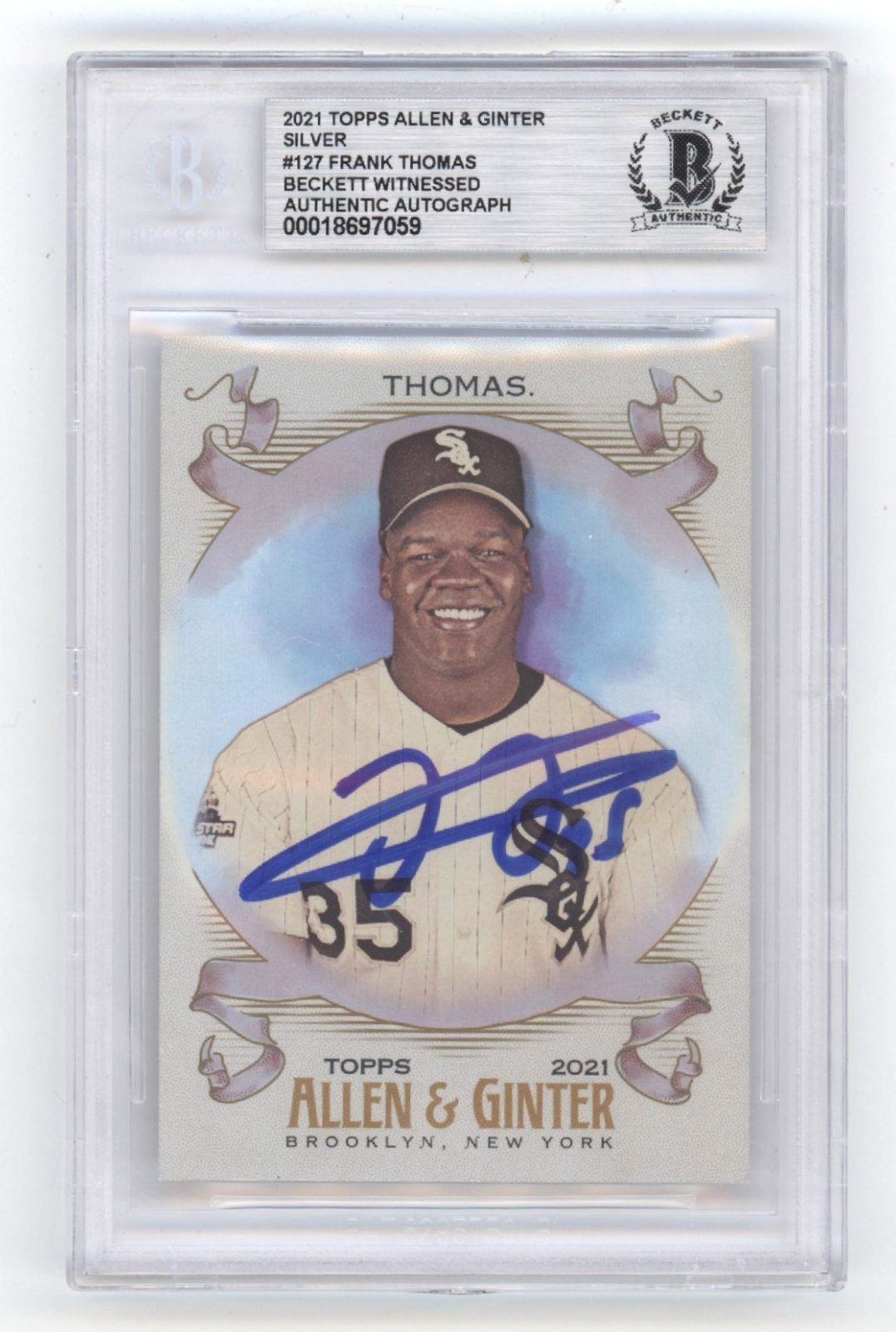 Frank Thomas 2021 Topps Allen Ginter Silver Signed Beckett BAS Auto White Sox-Powers Sports Memorabilia