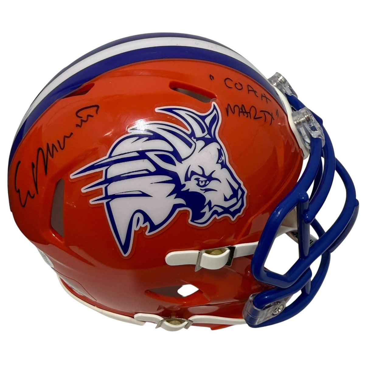 Ed Marinaro Signed Blue Mountain State BMS Mini Helmet w/ Coach Marty JSA W. COA-Powers Sports Memorabilia