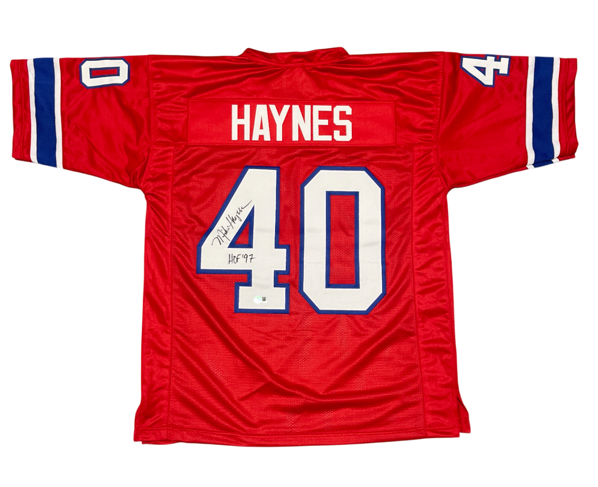Mike Haynes Signed NE Custom Jersey w/ HOF 97 Beckett Witness Authenticated-Powers Sports Memorabilia