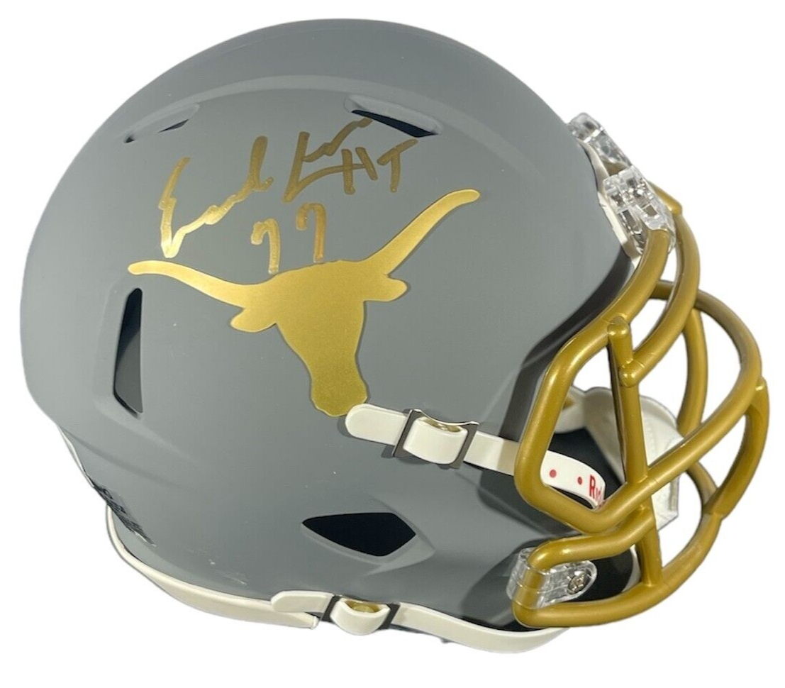 Earl Campbell Signed Texas Slate Mini Helmet w/ HT 77 Beckett Witness BAS COA-Powers Sports Memorabilia