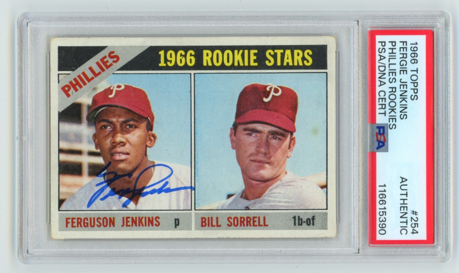 Fergie Jenkins 1966 Topps #254 Rookie RC Signed PSA/DNA Authenticated Phillies Cubs-Powers Sports Memorabilia