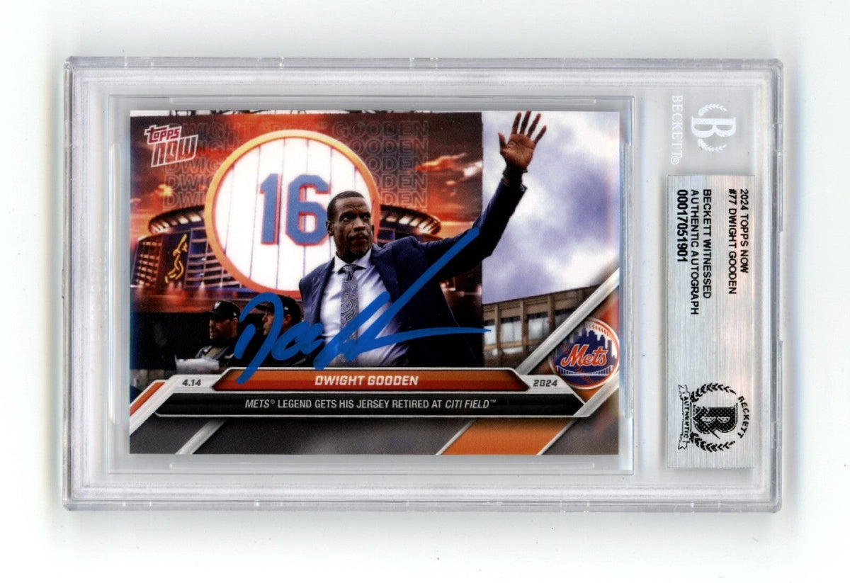 Dwight Doc Gooden 2024 Topps Now #77 Jersey Retired Signed Beckett BAS BGS Auto-Powers Sports Memorabilia