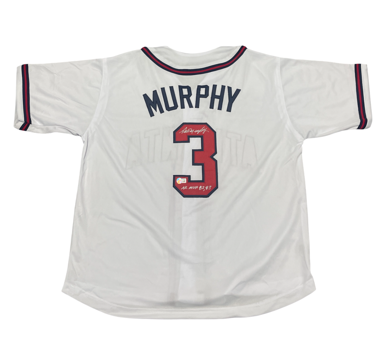 Dale Murphy Signed Custom Jersey w/ NL MVP 82 83 Beckett Authenticated-Powers Sports Memorabilia