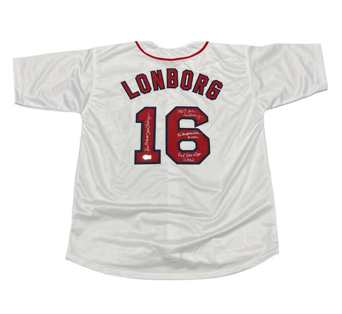Jim Lonborg Signed Boston Red Sox Custom Jersey w 4 Insc Beckett Witness BAS COA-Powers Sports Memorabilia