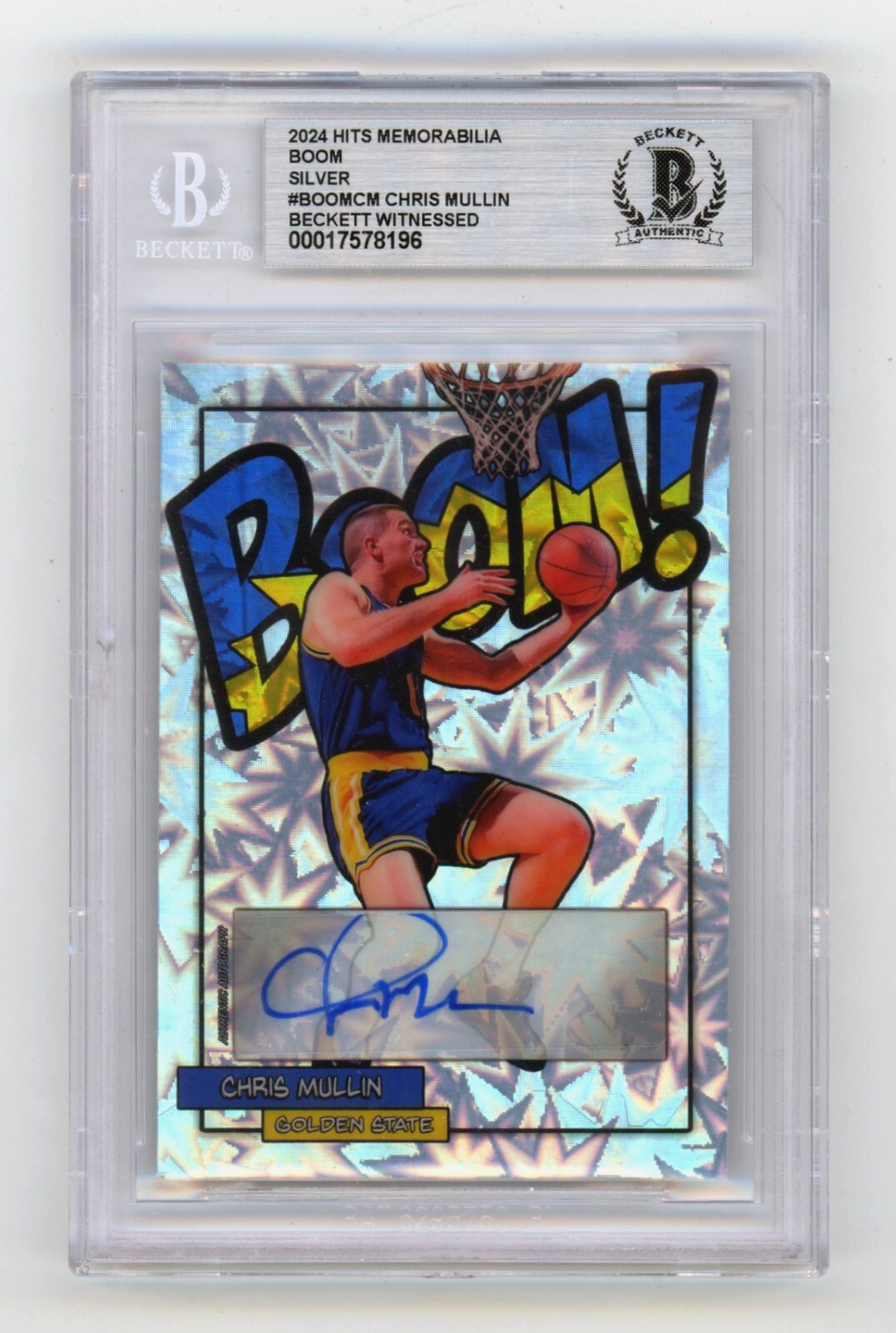 Chris Mullin 2024 Hits Memorabilia BOOM Silver Signed BGS BAS Auto Golden State-Powers Sports Memorabilia