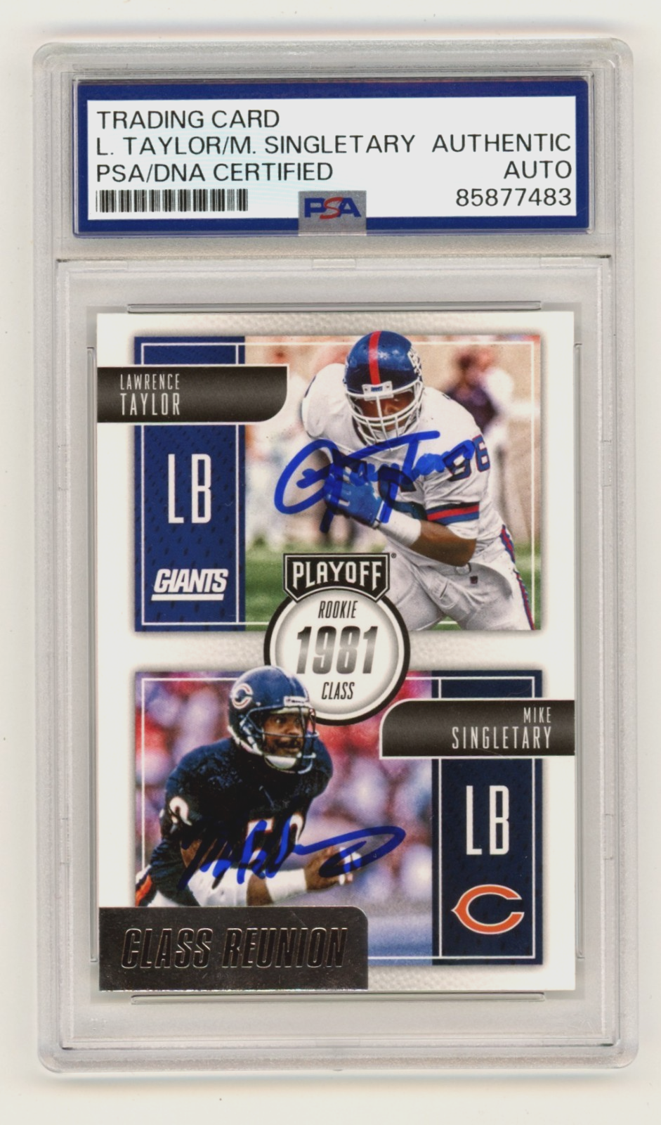 Lawrence Taylor & Mike Singletary 2016 Playoff Class Reunion Signed PSA Auto HOF-Powers Sports Memorabilia
