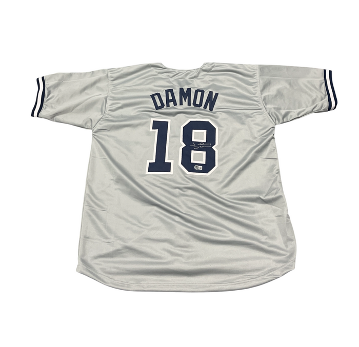 Johnny Damon Signed New York Yankees Custom Jersey Beckett Witness BAS COA-Powers Sports Memorabilia